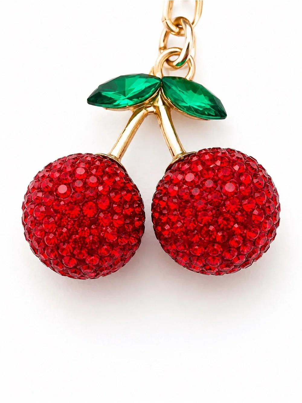 Red Cherry Pom Pom Bag Charm Wristlet Keychain